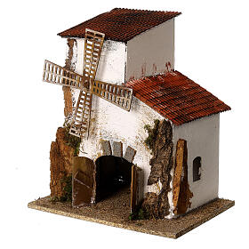 White windmill, animated, 35x30x20 cm, Moranduzzo Nativity Scene with 10 cm characters