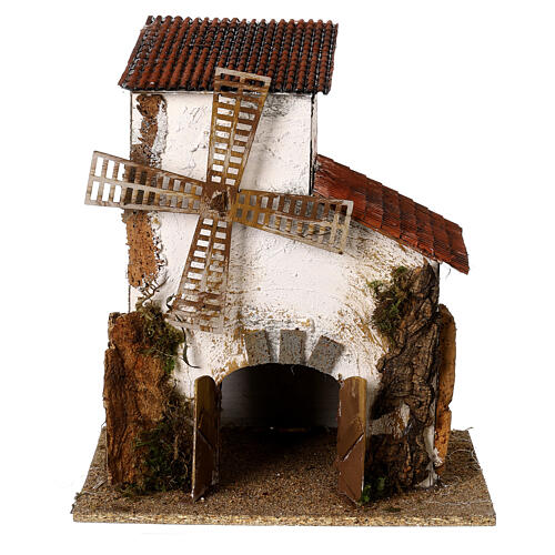 White windmill, animated, 35x30x20 cm, Moranduzzo Nativity Scene with 10 cm characters 1