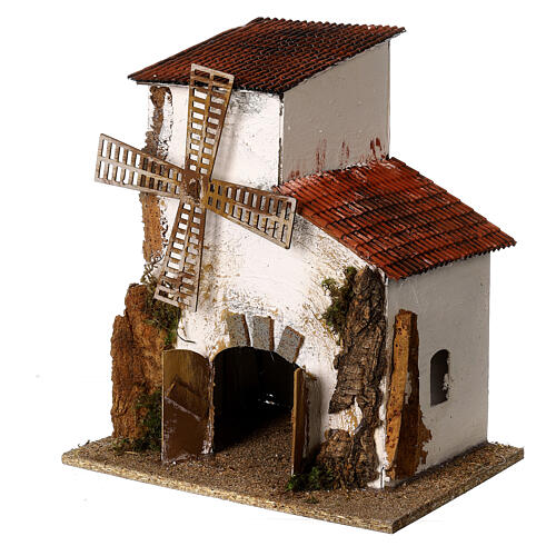 White windmill, animated, 35x30x20 cm, Moranduzzo Nativity Scene with 10 cm characters 2