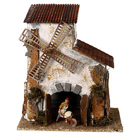 Animated windmill with miller 35x30x20 cm for 10 cm Moranduzzo Nativity Scene