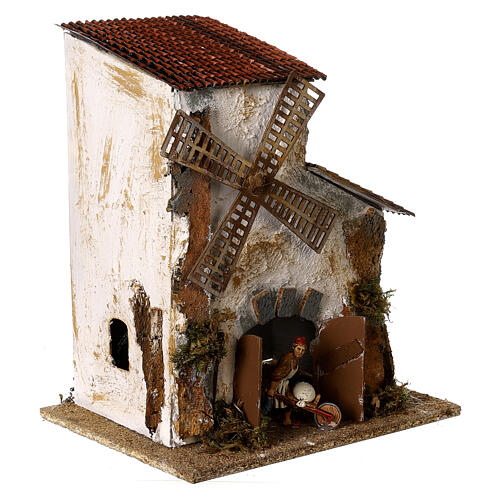 Animated windmill with miller 35x30x20 cm for 10 cm Moranduzzo Nativity Scene 3