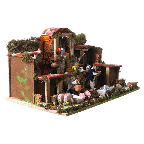 Ambientación pueblo granja belén 12 cm 30x60x40 cm 4