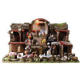 Farm village setting nativity scene 12 cm 30x60x40 cm