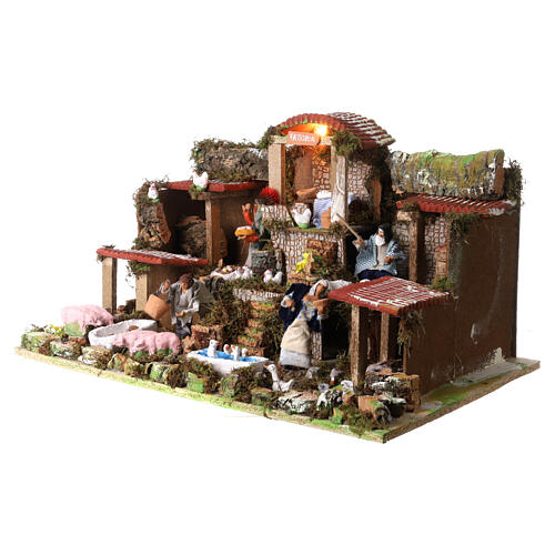 Farm village setting nativity scene 12 cm 30x60x40 cm 3