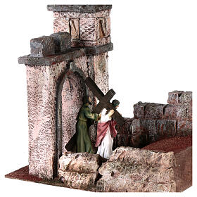 Way of the Cross road with arch, 25x25x15 cm, setting for 9 cm Easter Creche