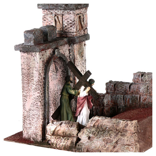 Way of the Cross road with arch, 25x25x15 cm, setting for 9 cm Easter Creche 2