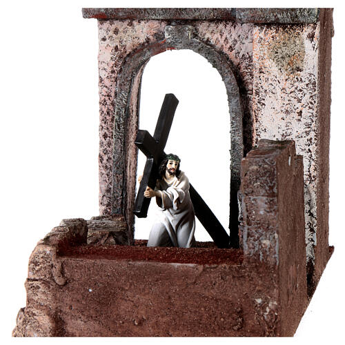 Way of the Cross road with arch, 25x25x15 cm, setting for 9 cm Easter Creche 4