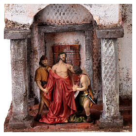 Cenário para presépio de Páscoa de 9 cm 20x25x15 cm templo em ruínas