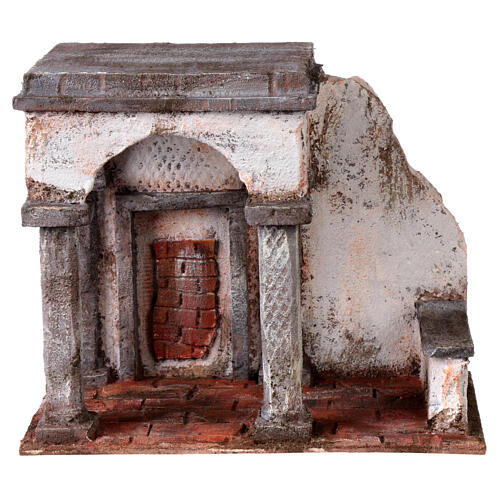 Cenário para presépio de Páscoa de 9 cm 20x25x15 cm templo em ruínas 1