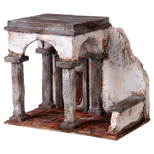 Cenário para presépio de Páscoa de 9 cm 20x25x15 cm templo em ruínas 3
