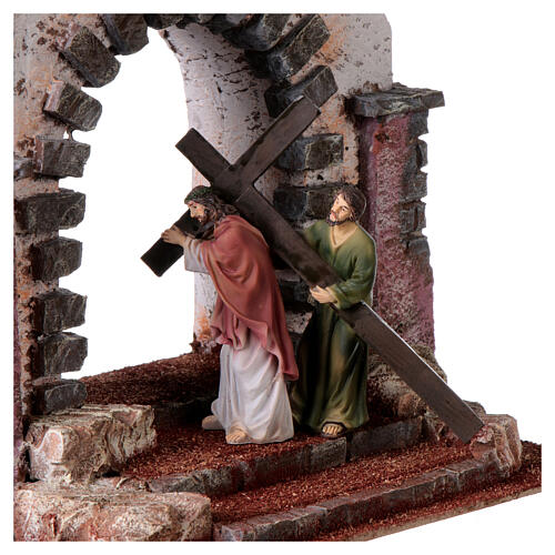 Arch of the road, Way of the Cross, 20x25x15 cm, setting for 9 cm Easter Creche 2