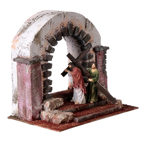 Arch of the road, Way of the Cross, 20x25x15 cm, setting for 9 cm Easter Creche 6
