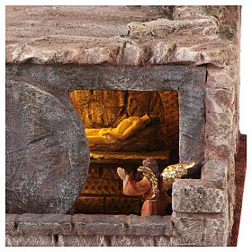 Sepulchre and crucifixion, 20x55x40 cm, setting for 9 cm Easter Creche