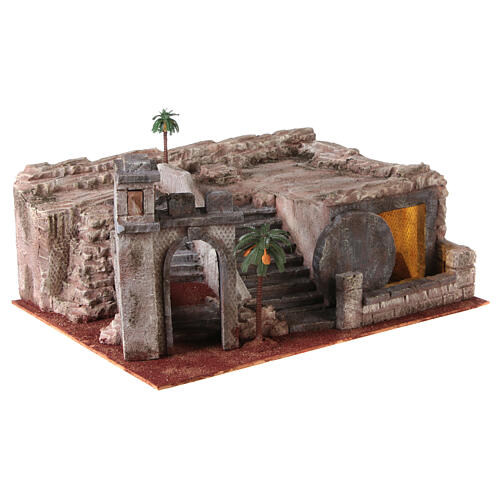 Sepulchre and crucifixion, 20x55x40 cm, setting for 9 cm Easter Creche 5
