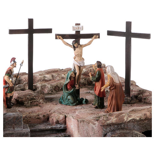 Cenário presépio de Páscoa de 9 mm 20x55x40 cm sepulcro crucificação 4