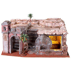 Easter nativity scene crucifixion tomb 20x55x40 cm for 9 cm