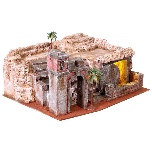 Easter nativity scene crucifixion tomb 20x55x40 cm for 9 cm 3
