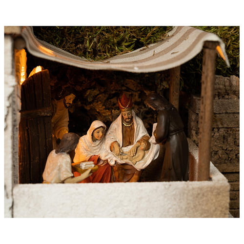 Osterkrippe, Modul 2, Taufe Jesu, Hochzeit zu Kana, 35x60x40 cm, für 9 cm Krippe 3
