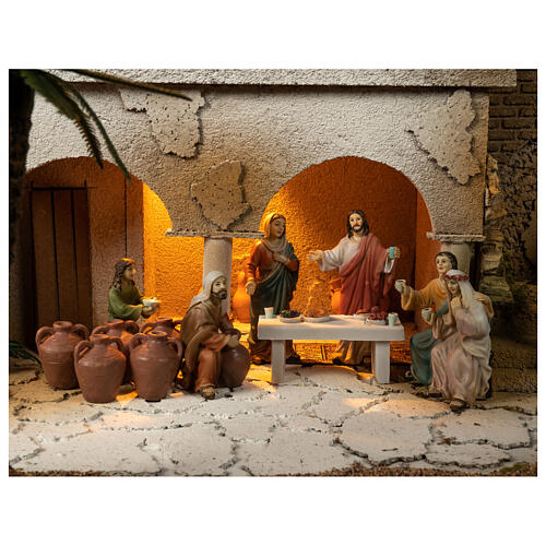 Setting for Easter Creche of 9 cm, Baptism and wedding in Cana, 35x60x40 cm, MODULE 2 2