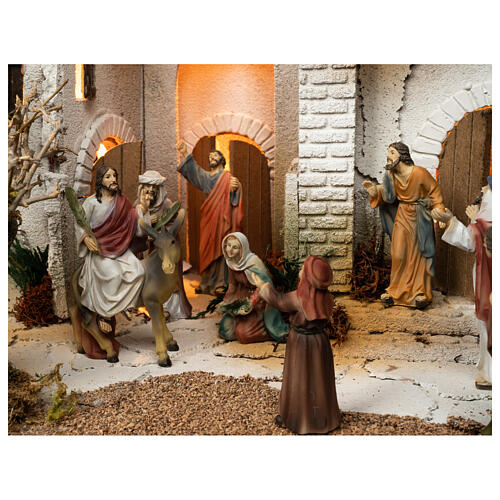 Setting for Easter Creche of 9 cm, miracles, foot-washing and Last Supper, 35x60x40 cm, MODULE 3 2