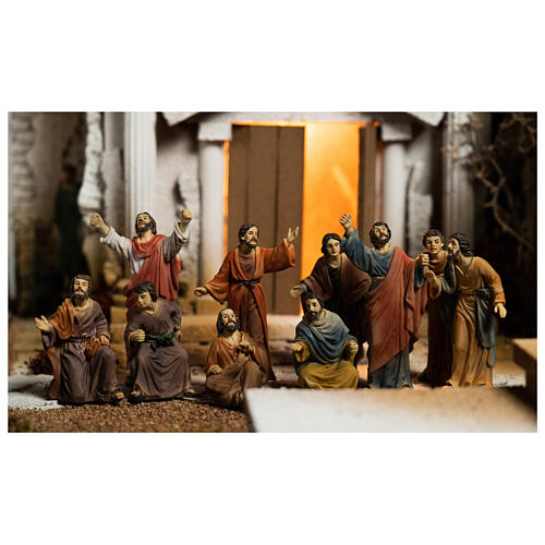 Osterkrippe, Modul 4, Verurteilung zum Tode, Jesu im Olivengarten, 35x60x40 cm, für 9 cm Krippe 4