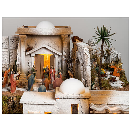 Setting for Easter Creche of 9 cm, garden of olive trees and death sentence, 35x60x40 cm, MODULE 4 1