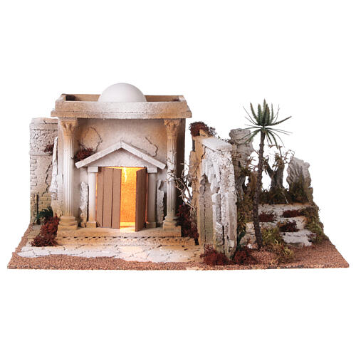 Setting for Easter Creche of 9 cm, garden of olive trees and death sentence, 35x60x40 cm, MODULE 4 5