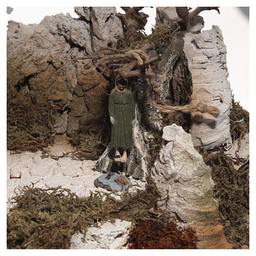 Setting for Easter Creche of 9 cm, garden of olive trees and death sentence, 35x60x40 cm, MODULE 4 7