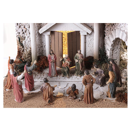 Scena condanna a morte Giuda impiccato presepe pasquale 9 cm 35x60x40 cm MODULO 6 6