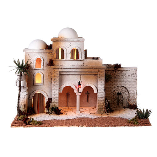 Setting for modular Easter Creche of 9 cm, crowning of thorns and flagellation, 45x60x40 cm, MODULE 5 8