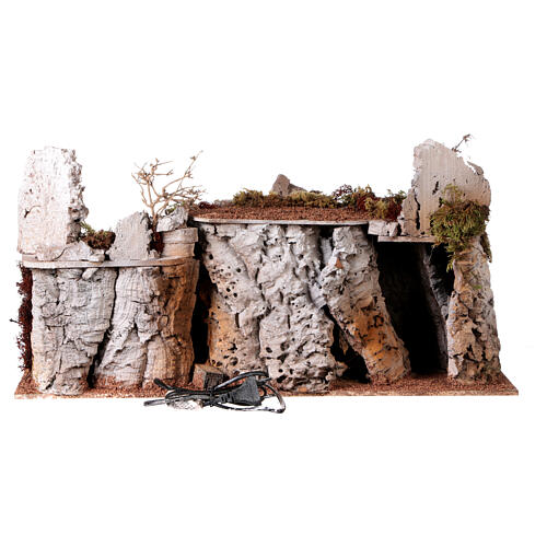 Setting for modular Easter Creche of 9 cm, Crucifixion and Resurrection, 35x50x40 cm, MODULE 6 10