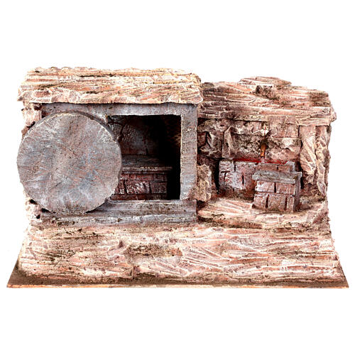 Szenerie, Grabstelle mit Brunnen, geeignet für eine 9 cm Osterkrippe, 25x30x40 cm 1