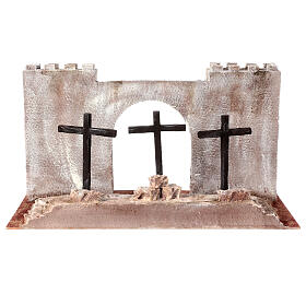 Crucifixion setting, 25x30x50 cm, Easter Creche of 9 cm