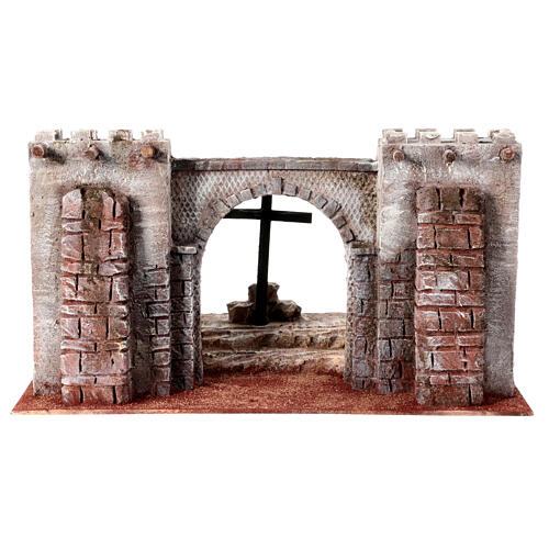 Cenário Crucificação 25x30x50 cm presépio de Páscoa 9 cm 1