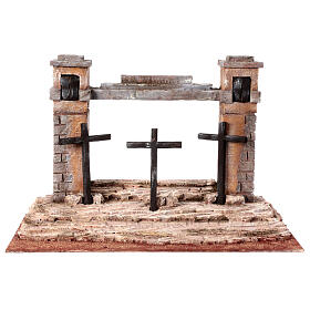 Décor Crucifixion 3 croix 25x30x50 cm crèche de Pâques 9 cm