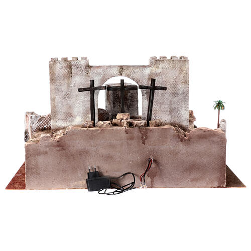 Décor Cène Tombeau et Golgotha pour crèche de Pâques de 9 cm avec éclairage 40x60x40 cm 8