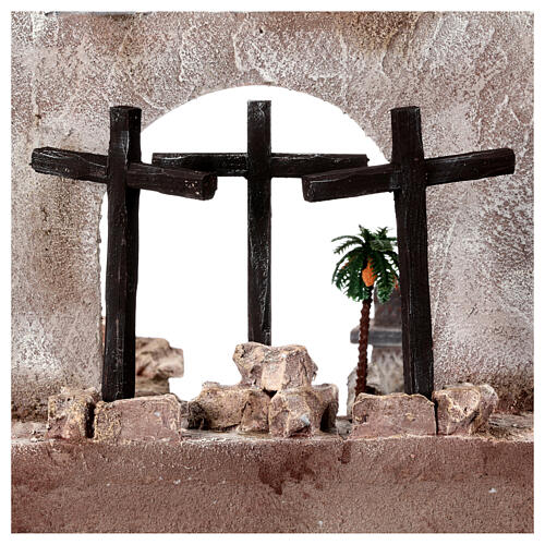 Cenário presépio de Páscoa 9 cm Crucificação e Sepulcro 40x50x40 cm 2