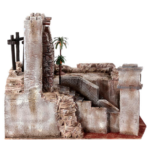 Cenário presépio de Páscoa 9 cm Crucificação e Sepulcro 40x50x40 cm 6