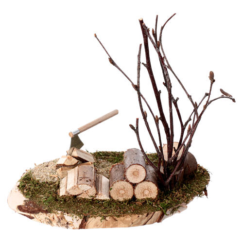 Nativity wood repository with ax 10-12 cm 15x12x10cm 4