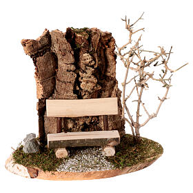Ławeczka z korka i drewna do szopki 10-12 cm, 20x10x15