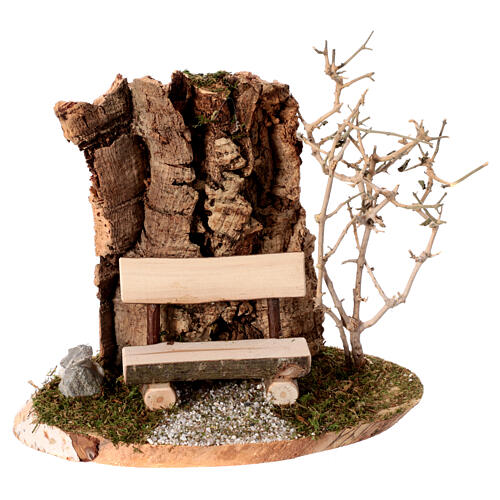 Ławeczka z korka i drewna do szopki 10-12 cm, 20x10x15 1