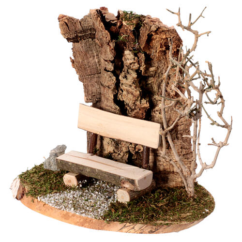 Ławeczka z korka i drewna do szopki 10-12 cm, 20x10x15 2