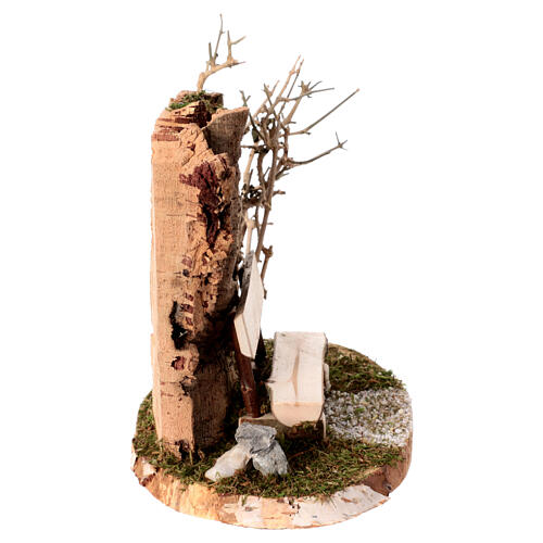 Ławeczka z korka i drewna do szopki 10-12 cm, 20x10x15 4