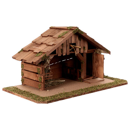 Stable with pitched roof for 10-12 cm Nativity Scene 30x55x30 cm 4