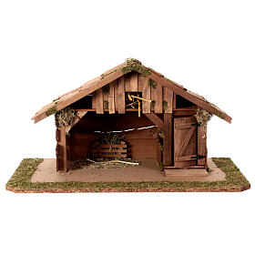 Nativity stable for statues 10-12 cm wood sloping roof 30x55x30cm