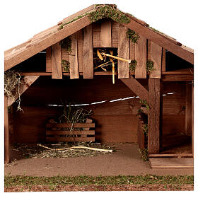 Nativity stable for statues 10-12 cm wood sloping roof 30x55x30cm