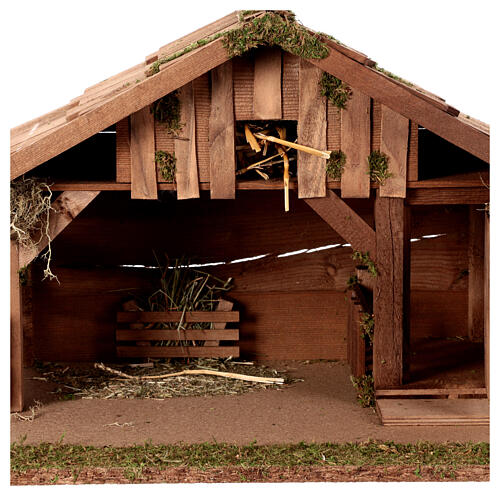 Nativity stable for statues 10-12 cm wood sloping roof 30x55x30cm 2