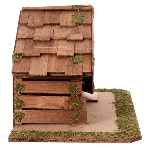Nativity stable for statues 10-12 cm wood sloping roof 30x55x30cm 5