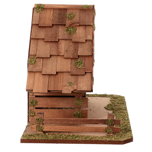 Cabana madeira telhado pontudo 35x55x30 cm para presépio com figuras de 12 cm 5