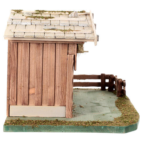 Wooden stable, Nordic style, for 12-14 cm Nativity Scene, 30x50x35 cm 5